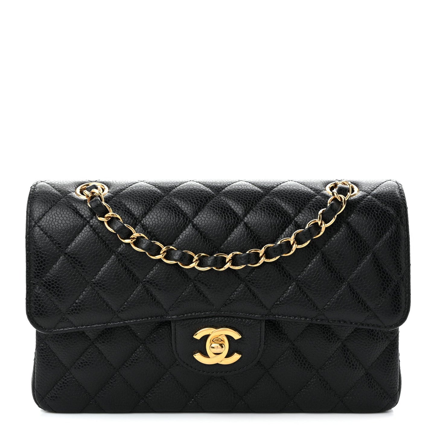 Caviar Quilted Small Double Flap Black