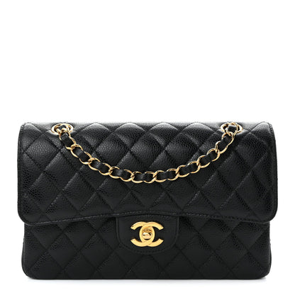 Caviar Quilted Small Double Flap Black