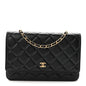 Lambskin Quilted Wallet On Chain WOC Black