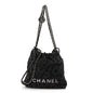 Denim Quilted Floral Print Mini Chanel 22 Black Grey