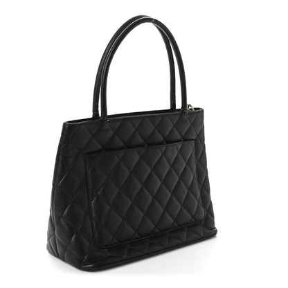 Caviar Quilted Medallion Tote Black