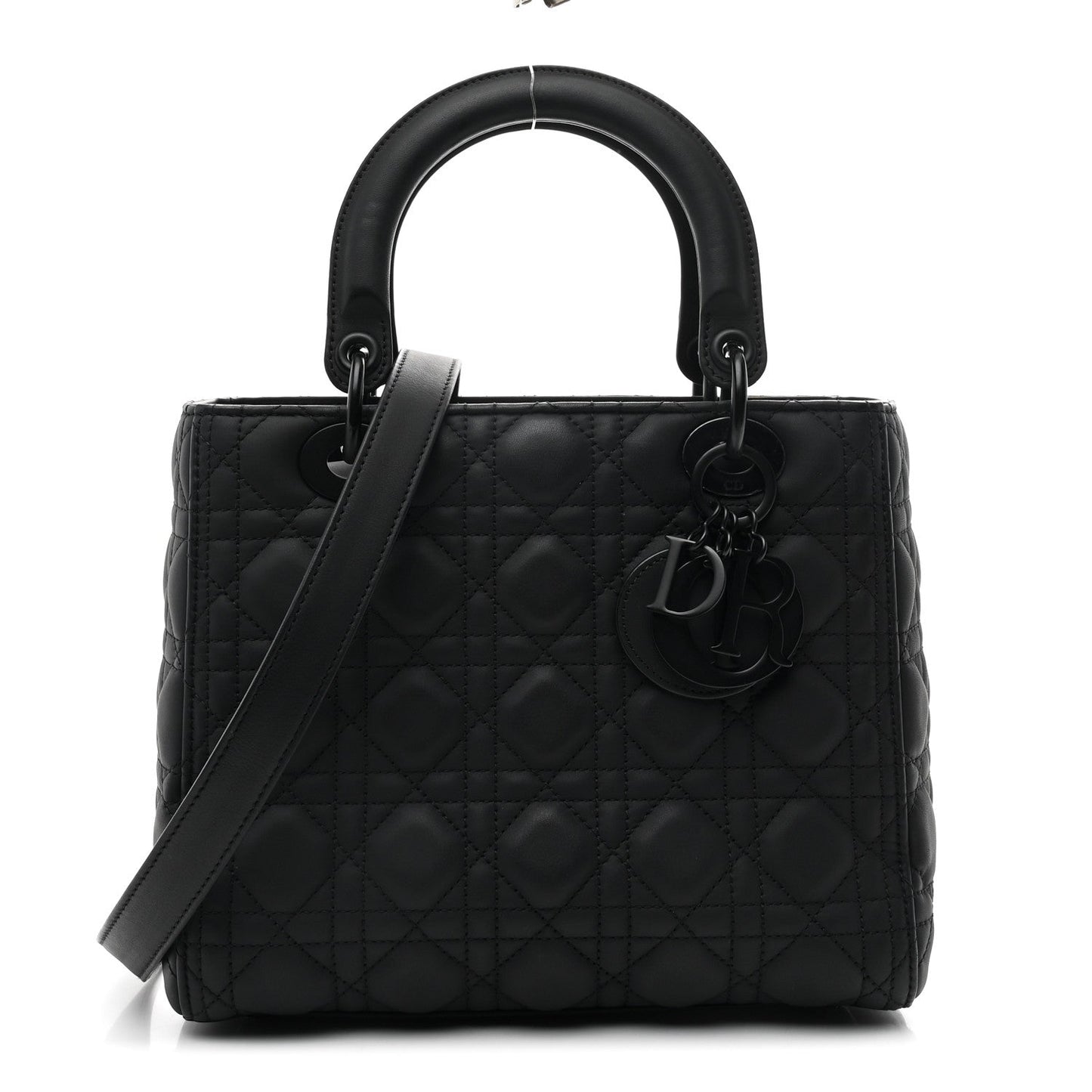 Ultra Matte Calfskin Cannage Medium Lady Dior Black