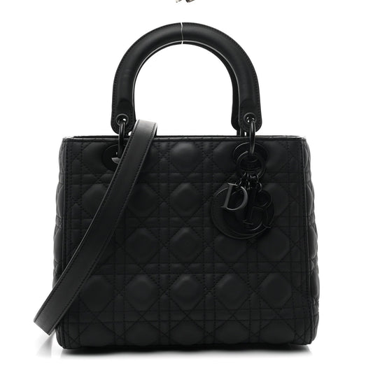 Ultra Matte Calfskin Cannage Medium Lady Dior Black