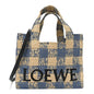 X PAULA'S IBIZA Raffia Small Font Tote Natural Light Blue
