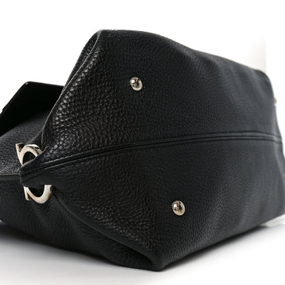 Calfskin Large Sofia Shoulder Bag Black