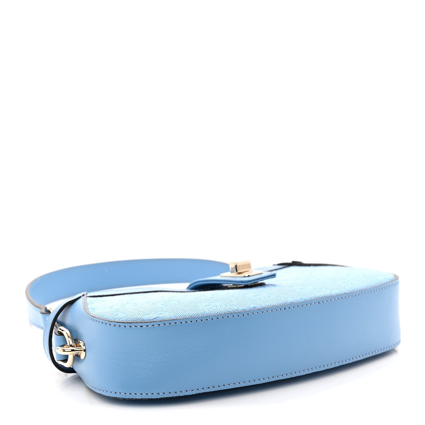 Calfskin Monogram Mini Moon Side Shoulder Bag Blue
