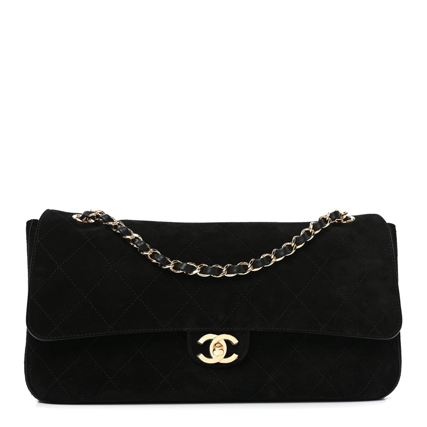 Suede Calfskin Small Souplissimo Maxi Flap Black