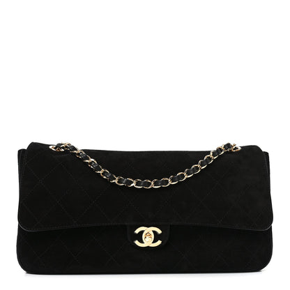 Suede Calfskin Small Souplissimo Maxi Flap Black