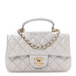 Lambskin Quilted Mini Top Handle Rectangular Flap Grey