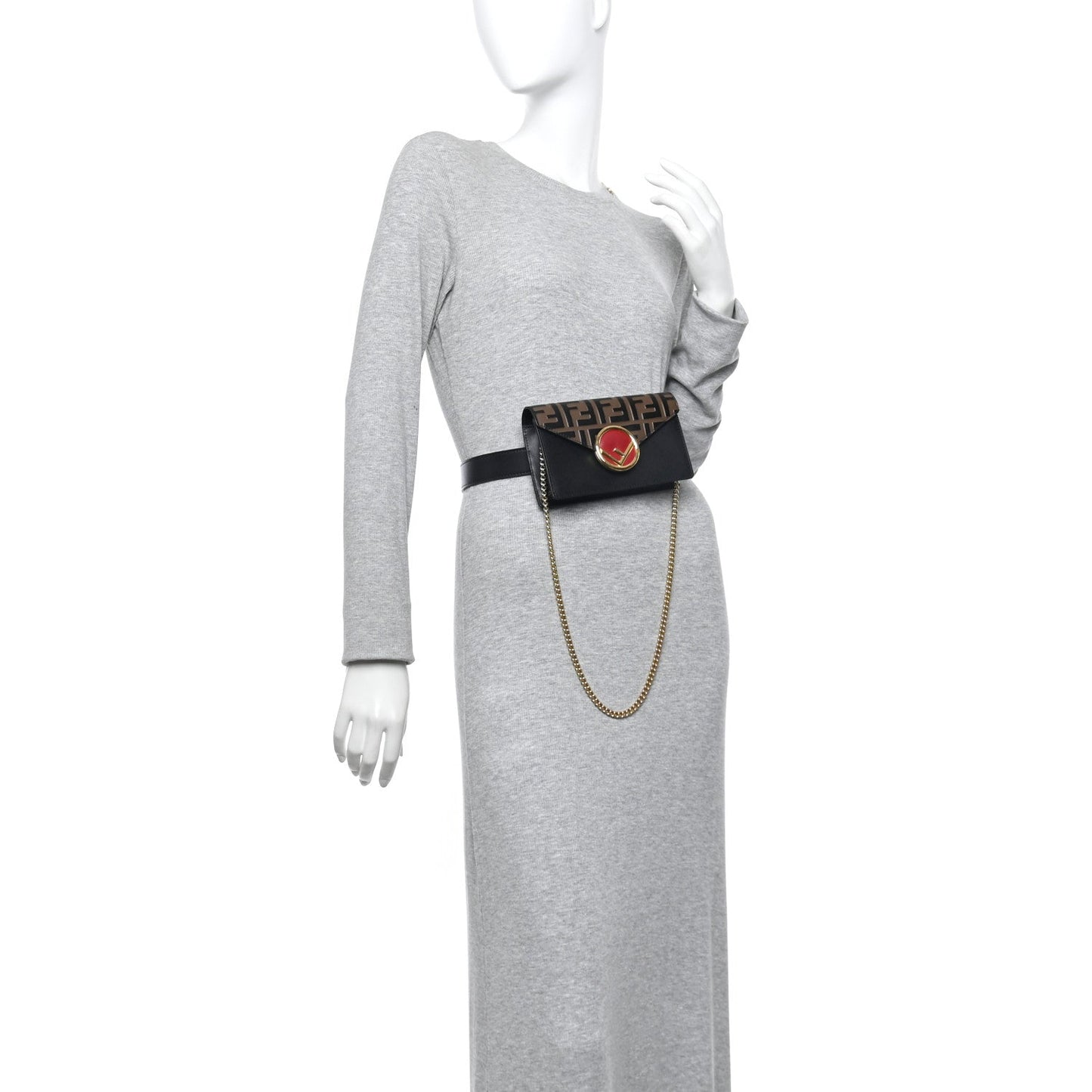Vitello Liberty F is Fendi Bi-Color FF 1974 Embossed Envelope Belt Bag Maya Black