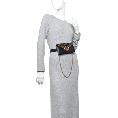 Vitello Liberty F is Fendi Bi-Color FF 1974 Embossed Envelope Belt Bag Maya Black