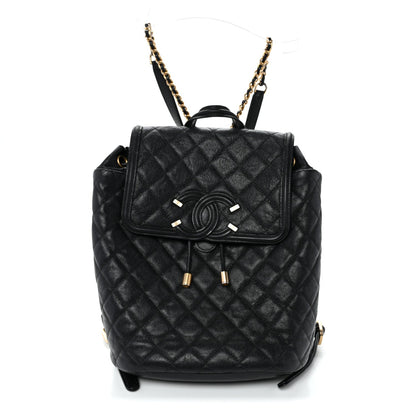 Caviar Quilted Small Filigree Backpack Black