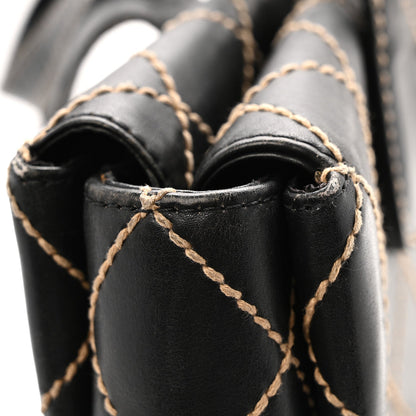Calfskin Wild Stitch Large Tote Black