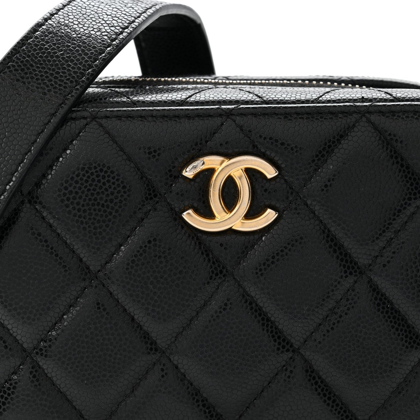 Caviar Quilted Twist Your Buttons Clutch With Chain Black