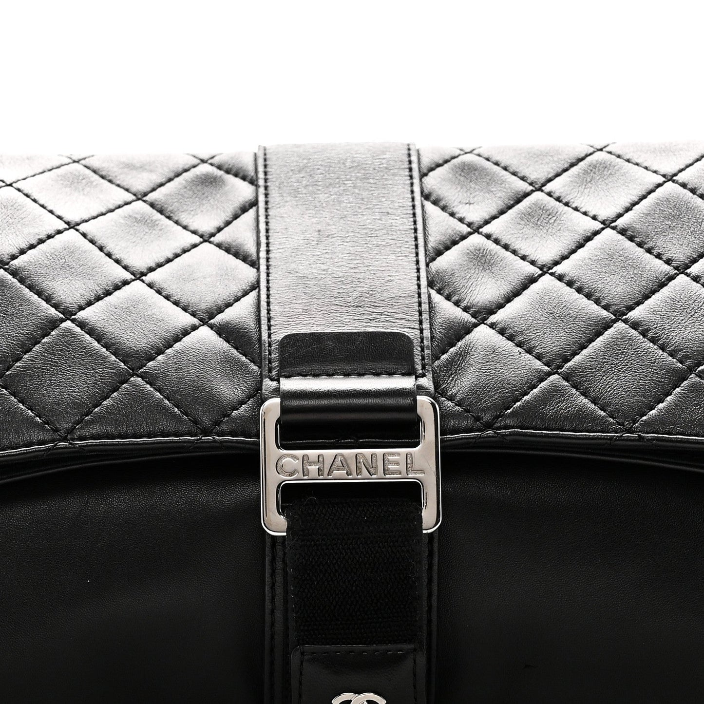 Lambskin Quilted Grip Clutch Black