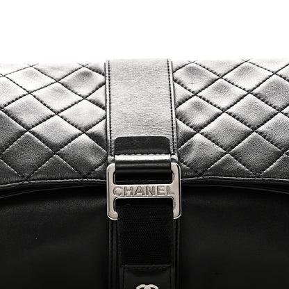 Lambskin Quilted Grip Clutch Black