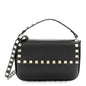 Grainy Calfskin Rockstud Crossbody Pouch Black