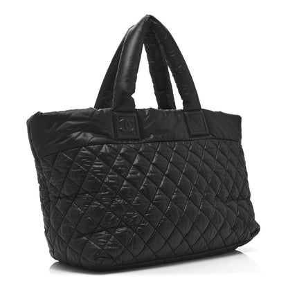 Nylon Quilted Large Coco Cocoon Tote Black