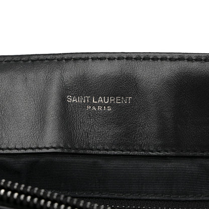 Calfskin Y Quilted Monogram Monochrome Large Loulou Chain Satchel Black