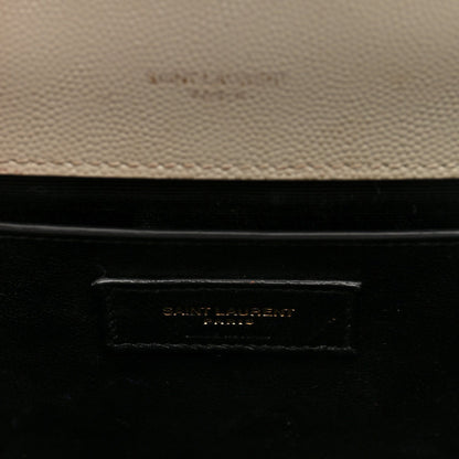 Grain De Poudre Textured Mixed Matelasse Medium Triquilt Monogram Satchel Crema Soft