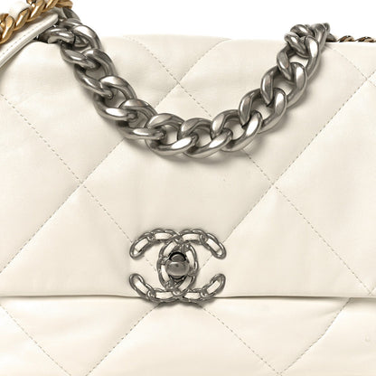 Quilted Large Chanel 19 Flap White