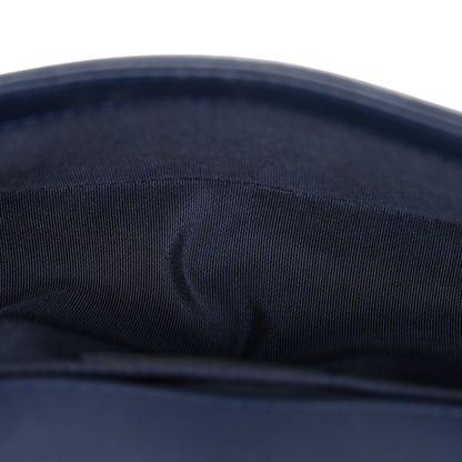 Calfskin Chevron Quilted Braided Small Boy Flap White Navy