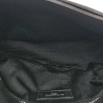 Lambskin Quilted Small Loulou Puffer Monogram Chain Satchel Black