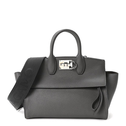 Calfskin Medium Studio Soft Bag Grey