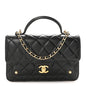 Lambskin Quilted Preppy Satchel Wallet On Chain WOC Black
