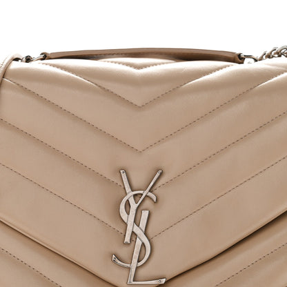 Calfskin Y Quilted Monogram Medium Loulou Chain Satchel Nude Powder