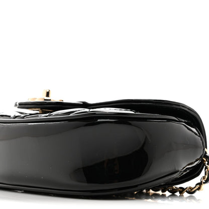 Patent Calfskin Quilted Mini Clutch Black