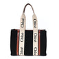 Felt Calfskin Medium Woody Ribbon Tote Black