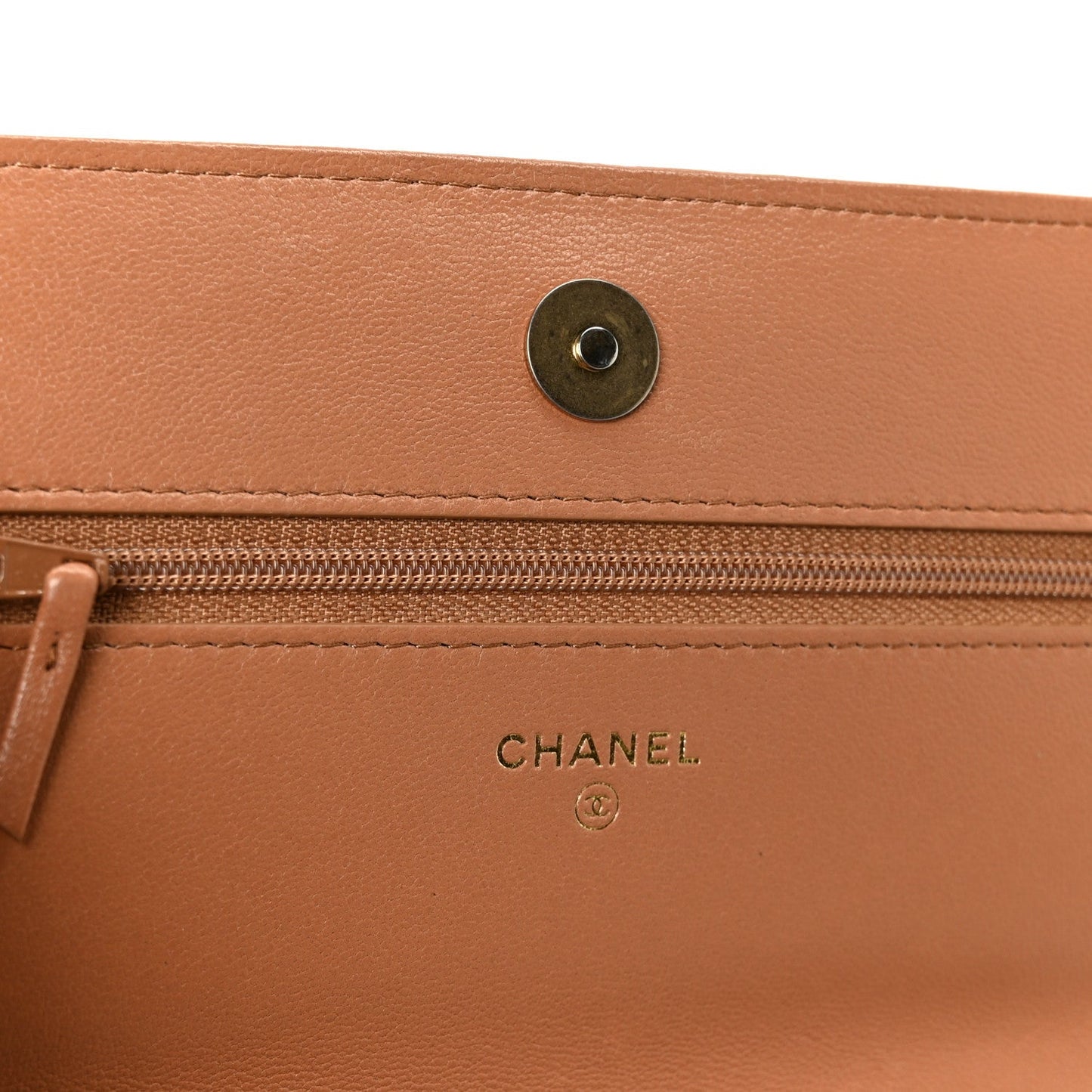 Lambskin Quilted Chanel 19 Wallet On Chain WOC Brown