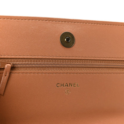 Lambskin Quilted Chanel 19 Wallet On Chain WOC Brown