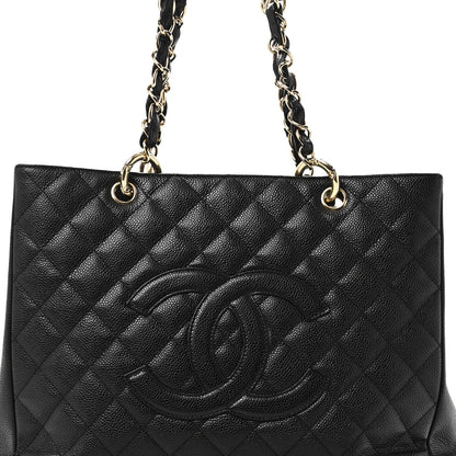 Caviar Quilted Grand Shopping Tote GST Black