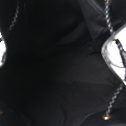 Calfskin Large Gifford Braided Handle Tote Black