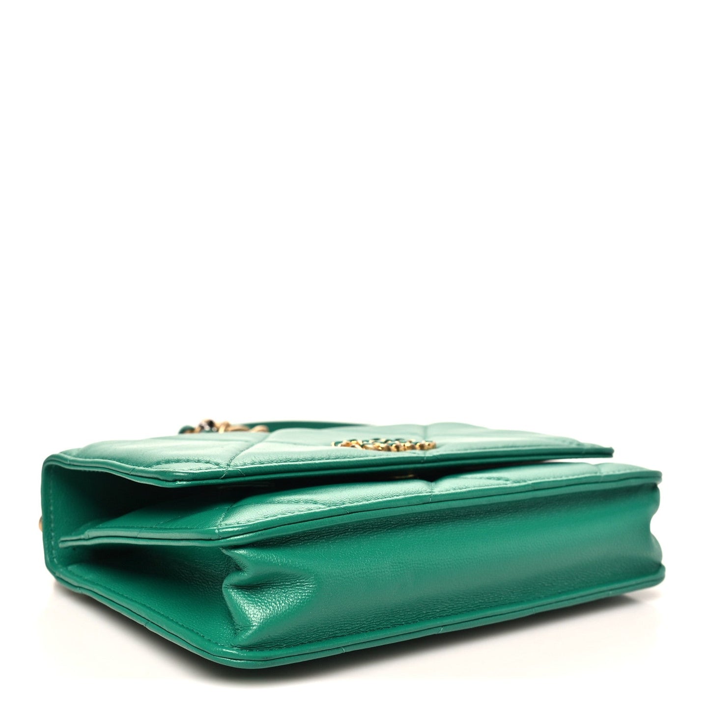 Lambskin Quilted Chanel 19 Wallet On Chain WOC Green