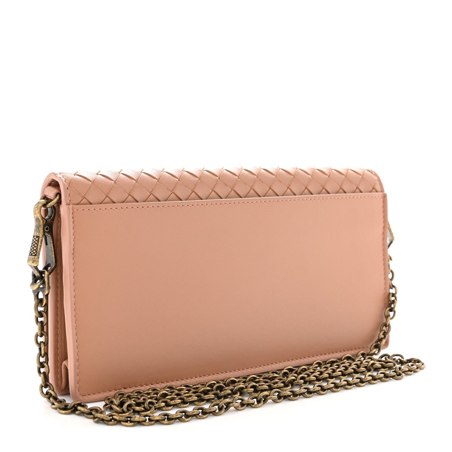 Nappa Intrecciato Continental Wallet on Chain Dusty Rose
