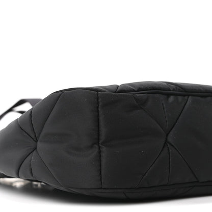 Re-Nylon Triangle Padded Patchwork Shoulder Bag Black