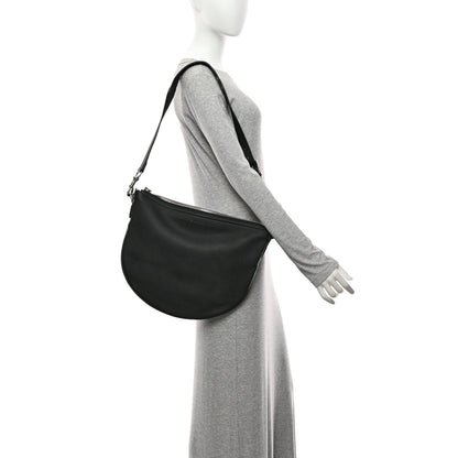 Calfskin Emblem Shoulder Bag Black