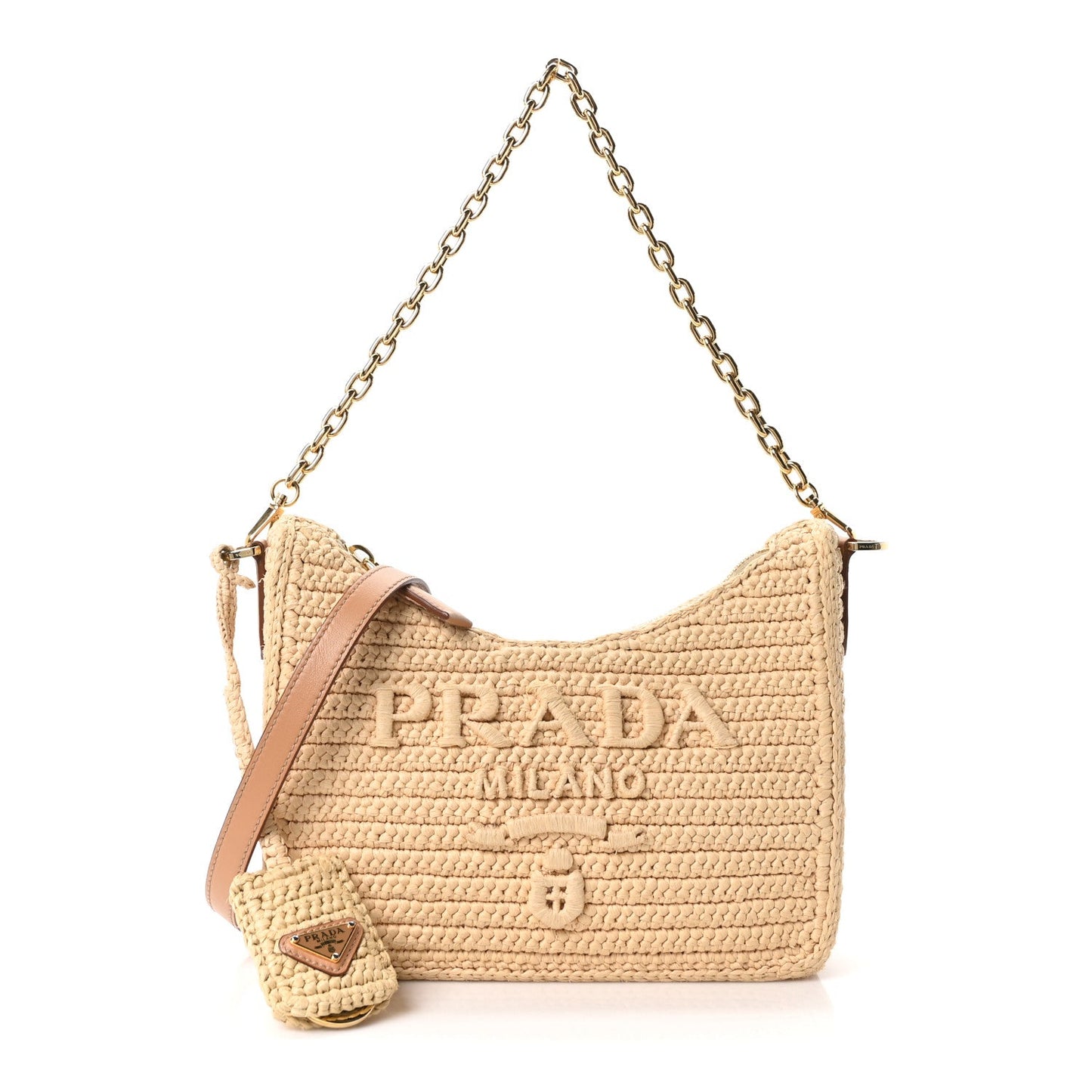 Yarn Raffia Effect Crochet Mini Re-Edition 2000 Shoulder Bag Naturale