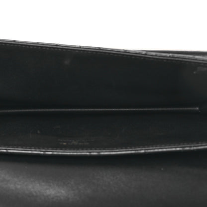 Lambskin Quilted Flap Clutch Black