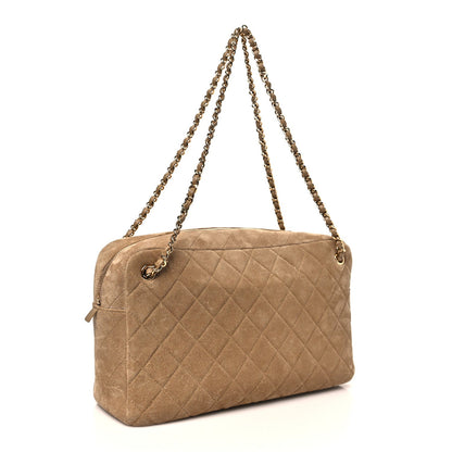 Suede Calfskin Quilted Camerissimo Camera Case Beige