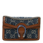 New Denim GG Monogram Dollar Calfskin Enamel Super Mini Dionysus Shoulder Bag Blue Tea Cuir Epilog Electric Blue