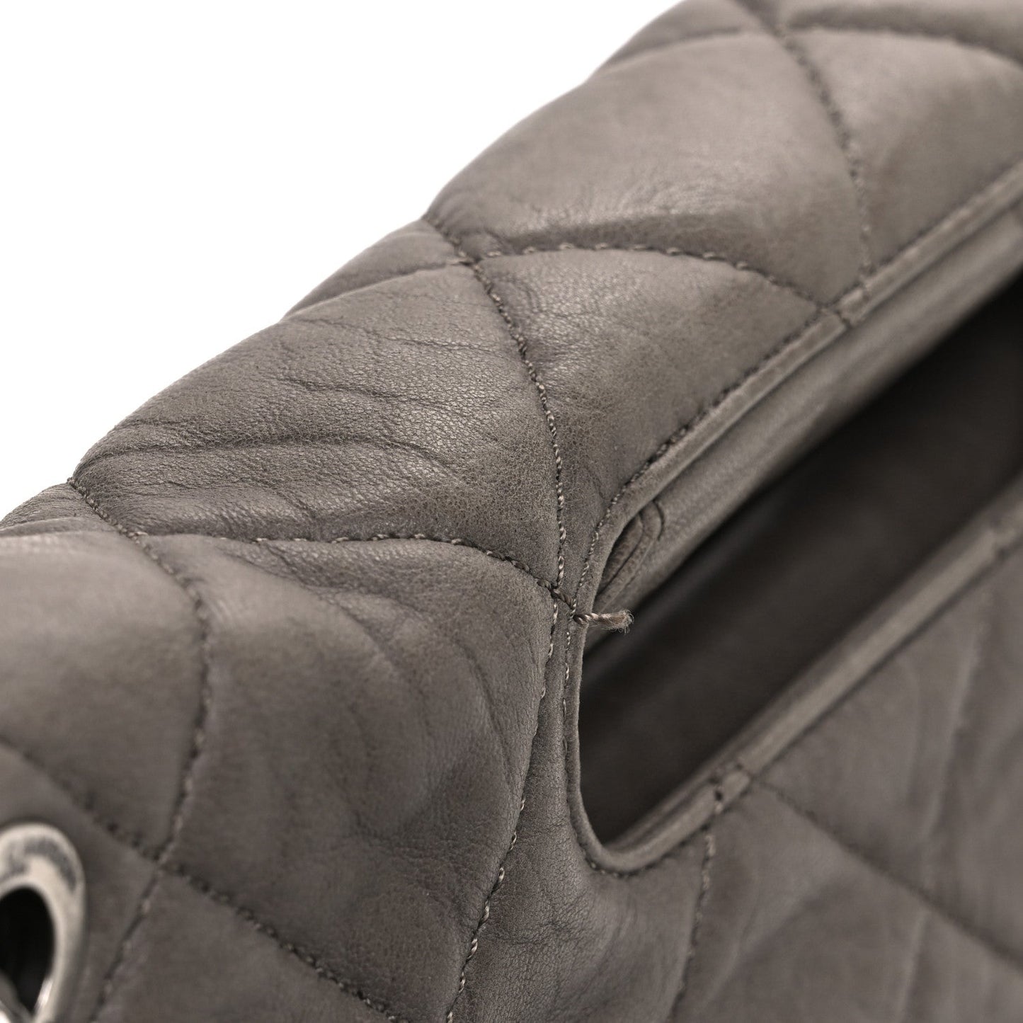 Washed Lambskin Jumbo Take Away Flap Grey