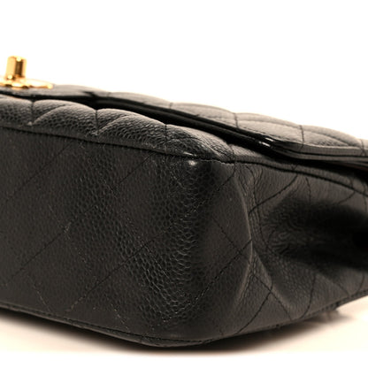 Caviar Quilted Medium Double Flap Black