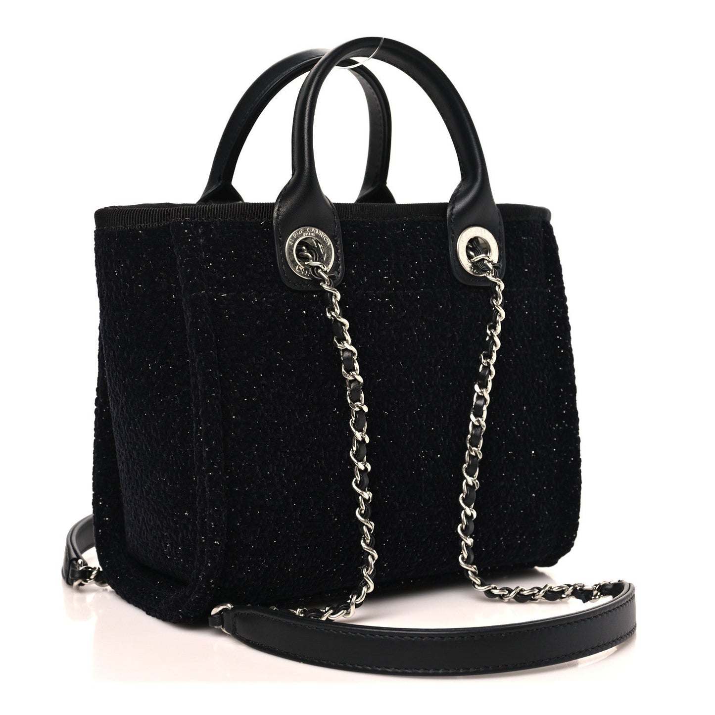 Lurex Canvas Mini Deauville Tote Black