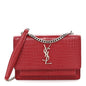Calfskin Crocodile Embossed Monogram Sunset Chain Wallet Rouge Eros
