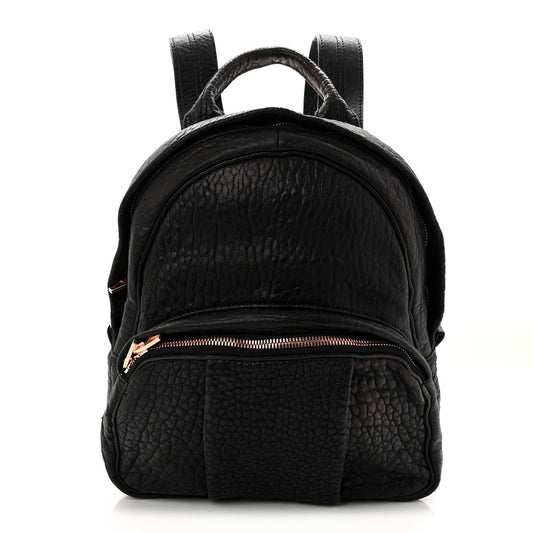 Pebbled Lambskin Dumbo Backpack Black Rose Gold Hardware