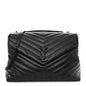Calfskin Y Quilted Monogram Monochrome Large Loulou Chain Satchel Black